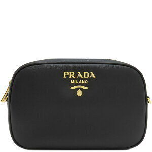 Prada Saffiano LUX shoulder bag black leather metal logo